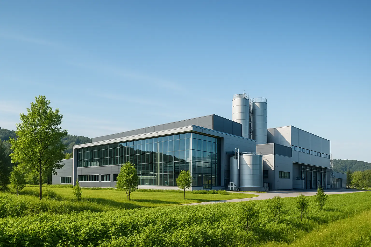 都市のオフィス外観とエントランスのイメージ